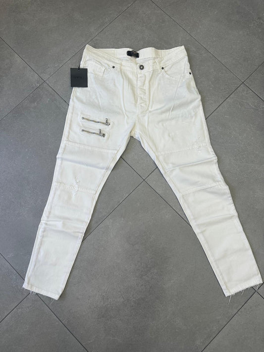 Jeans Syst Con Zip White